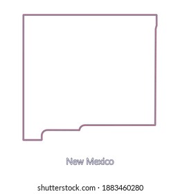 Smooth map of New Mexico. Border of New Mexico in colors of American flag and name of the state. Minimalist map. This vector map is appropriate for digital editing and prints of all sizes.