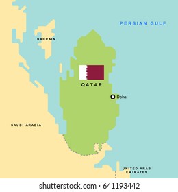 Smooth map of Qatar and Its neighboring countries. EPS10 art vector