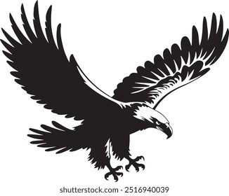 Smooth Merging Elements in Eagle Silhouette Vector on White Background