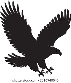 Smooth Merging Elements in Eagle Silhouette Vector on White Background