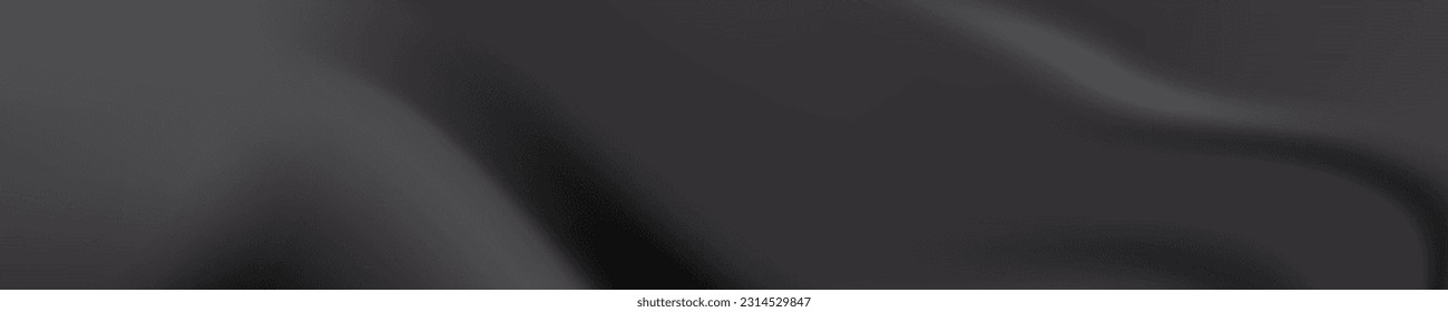 Smooth metallic black and gray surface. Gray monochromatic waves. Black and gray gradient panoramic template. Vector Illustration. EPS 10.