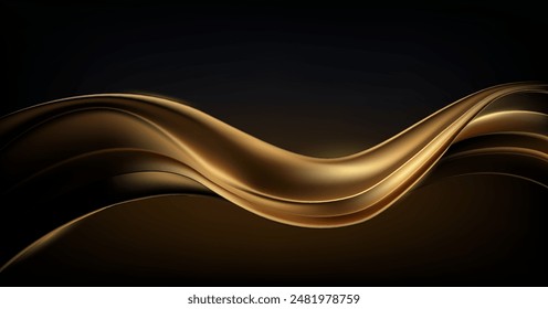 Smooth metallic waves with a rich golden hue. Premium vector background for luxurious and elegant wallpaper.