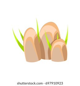 Smooth mineral stones, rocks in natural environment vector Illustration