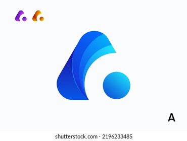 Smooth and modern letter A with gradient logo concept