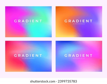 Diseño vectorial de fondo de gradiente nítido multicolor cuatro vibrantes. Paquete multicolor de 4 fondo de gradiente giratorio	