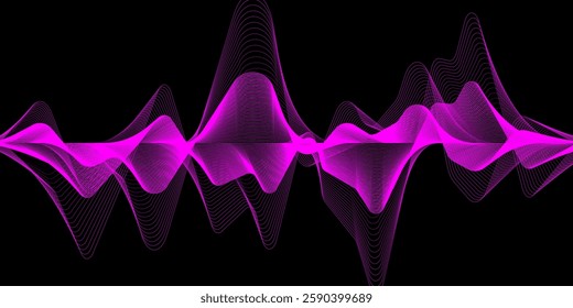Smooth neon waves glide over a shadowy background, creating a fluid and futuristic effect.