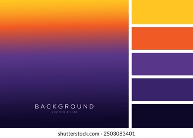 Smooth night to early morning color transition gradient background with palettes, vector design