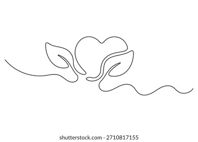 Smooth one line heart artwork featuring soft minimalist curves for elegant modern romantic abstract illustration