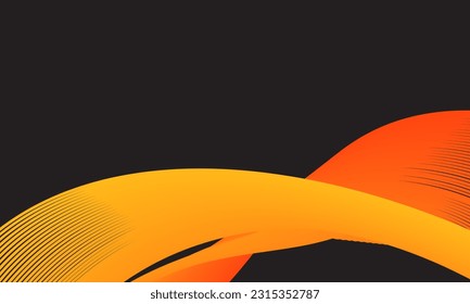 Smooth orange and yellow dynamic wavy curve lines. Modern trendy design element. Vector illustration