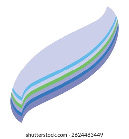 Las rayas lisas y superpuestas en tonos de azul y verde crean un patrón dinámico y ondulado sobre un fondo blanco