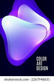 Smooth overlapping transparent shapes. Bright gradient flow, dynamic liquid texture. Fashion art for cover, poster, web, page, social media, announcement, postcard. Vector illustration
