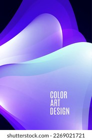 Smooth overlapping transparent shapes. Bright gradient flow, dynamic liquid texture. Fashion art for cover, poster, web, page, social media, announcement, postcard. Vector illustration