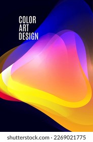 Formas transparentes que se solapan suavemente. Flujo gradiente brillante, textura líquida dinámica. Arte de moda para portada, afiche, web, página, medios sociales, anuncio, postal. Ilustración del vector