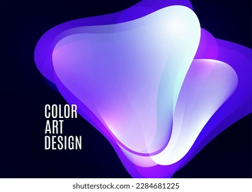 Formas transparentes que se solapan suavemente. Flujo gradiente brillante, textura líquida dinámica. Arte de moda para portada, afiche, web, página, medios sociales, anuncio, postal. Ilustración del vector