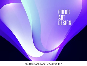 Smooth overlapping transparent shapes. Bright gradient flow, dynamic liquid texture. Fashion art for cover, poster, web, page, social media, announcement, postcard. Vector illustration