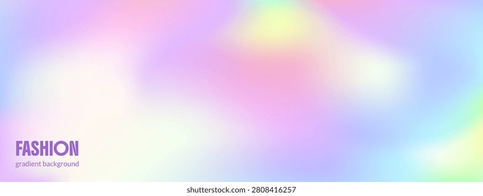 Smooth pastel background with rainbow gradation and gentle gradient in blue for beau or fashion design. Soft smooth pastel blur with aurora glow. Vector iridescent backdrop for poster or product label