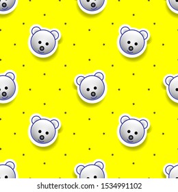 
Smooth pattern with abstract bear face design with shadow effect. yellow background. night motif designs. design wallpaper, paper, and ready to print on fabric or shirt. vector