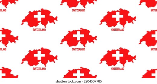Eine gelbe Musterkarte des Landes Schweiz in den Farben der Schweizer Flagge. Mit der Beschreibung des Landes "Schweiz".