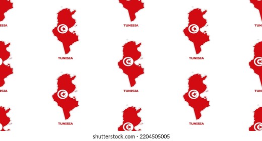 Mapa de patrones suaves del país de Túnez en los colores de la bandera tunecina. Con la descripción del nombre del país "Túnez".