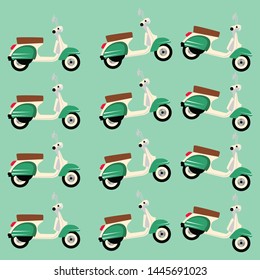 Smooth pattern with Vespa motorbike. Good for cards, invitations, wallpapers, banners, kindergartens, baby showers, children's room decorations