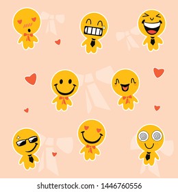 Smooth patterns with unique pins with various characters. Good for cards, invitations, wallpapers, banners, kindergartens, baby showers, children's room decorations