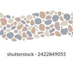 Smooth pebble stone seamless pattern. Gravel cobblestone texture background. Garden walkway landscape. vector floor illustration