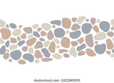 Smooth pebble stone seamless pattern. Gravel cobblestone texture background. Garden walkway landscape. vector floor illustration