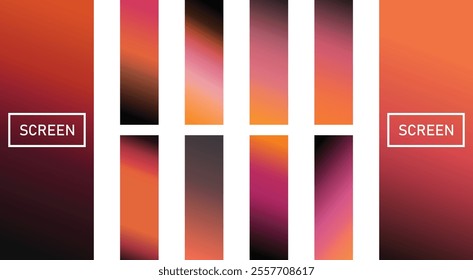 Smooth Pink, Orange, Black gradient modern background set. Smooth soft color abstract gradients. Screen For banner, template, mobile app.