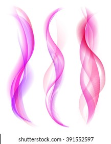 Smooth pink smoke isolated on white background. Vector EPS 10.