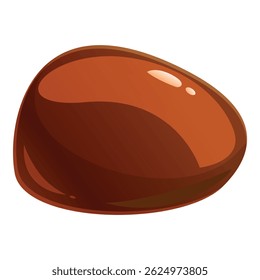 Smooth and polished brown oval stone, reflecting light and captivating the eye with its natural beauty