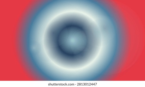 A smooth radial gradient background featuring a soft transition from deep red to a bright white and dark blue center.