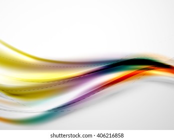 Gradientes de color de arcoíris suaves en la plantilla de onda de negocio vectorial. Detalle realista