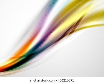 Gradientes de color de arcoíris suaves en la plantilla de onda de negocio vectorial. Detalle realista