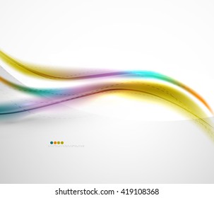 Gradientes de color de arcoíris suaves en la plantilla de onda de negocio vectorial. Detalle realista