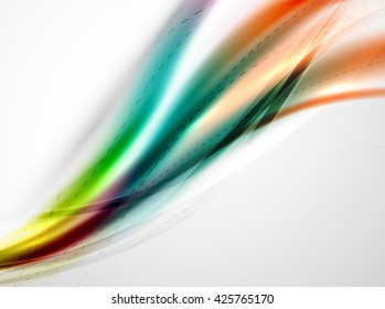 Gradientes de color de arcoíris suaves en la plantilla de onda de negocio vectorial. Detalle realista