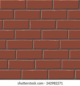 Smooth red brick wall. Seamless vector texture