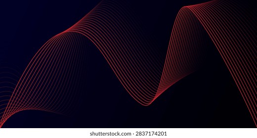 Smooth red line waves flow across a dark abstract background, evoking technology, sound, motion and digital signal concepts. Minimal, modern design suitable for tech, music, and data visual projects.