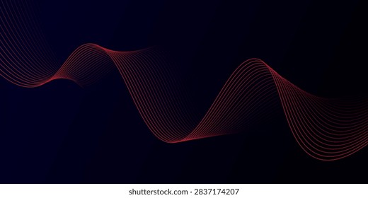 Smooth red line waves flow across a dark abstract background, evoking technology, sound, motion and digital signal concepts. Minimal, modern design suitable for tech, music, and data visual projects.