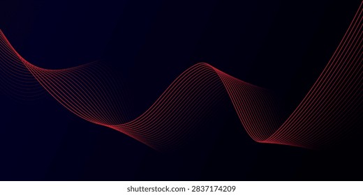 Smooth red line waves flow across a dark abstract background, evoking technology, sound, motion and digital signal concepts. Minimal, modern design suitable for tech, music, and data visual projects.