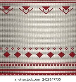 Smooth red realistic knitting sweater pattern vector seamless pattern, Sweater Fairisle clothes white and blue texture vector illustration