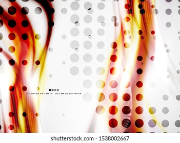 Smooth red wave lines background with dotted texture, business or hi-tech template. Vector design