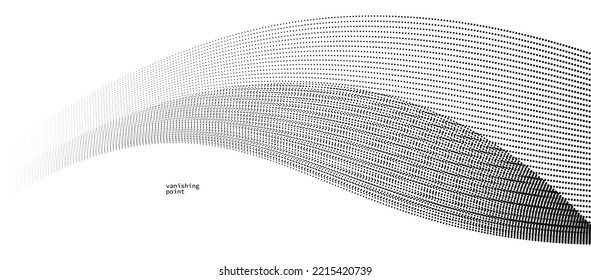 Smooth and relaxing shape vector abstract background with wave of flowing particles, curve lines of dots in motion, tranquil and soft image.