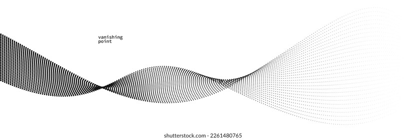 Smooth and relaxing shape vector abstract background with wave of flowing particles, curve lines of dots in motion, tranquil and soft image.