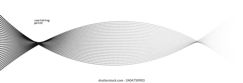 Forma suave y relajante de fondo vectorial abstracto con oleaje de partículas fluidas, líneas de curva de puntos en movimiento, imagen tranquila y suave.