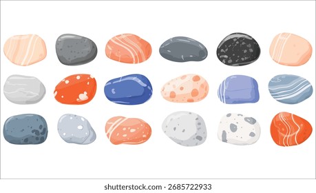 Obra de arte de Vector de colección de Smooth River Stones