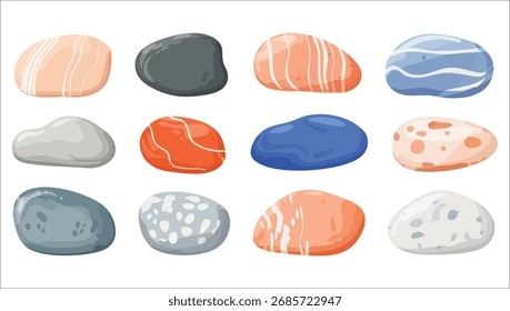 Obra de arte de Vector de colección de Smooth River Stones