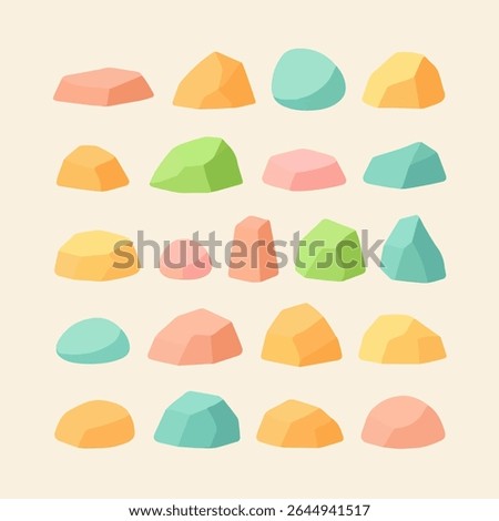 Smooth Rock and Coral Elements in Pastel Style