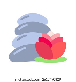 Smooth Rock flat color, mini illustration icon, related to relaxation, spa, wellness and more. Vector EPS 10 for modern concept, print, UI, UX kit, web and app development