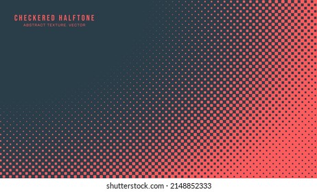 Smooth Rounded Border Vector Checkered Halftone Pattern Red Blue Abstract Background. Chequered Square Particles Subtle Texture Pop Art Design. Half Tone Contrast Graphic Minimalist Art Wide Wallpaper