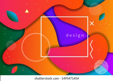 Smooth shapes banner, presentation template, gradient frame, cool modern background. Vector graphic design